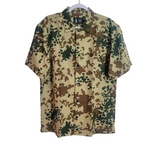 Tachuntfish Tropentarn Mojito Camo Short Sleeve Button Down Shirt Mens Large NEW